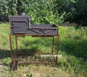 Мангал кованый c печкой под казан "Запорізька Січ" 3 мм.
