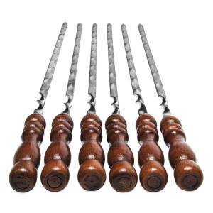 Набор шампуров из нержавеющей стали с деревянной ручкой 6 шт. x 3 мм.