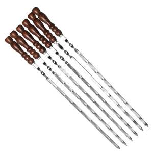 Набор шампуров из нержавеющей стали с деревянной ручкой 6 шт. x 3 мм.