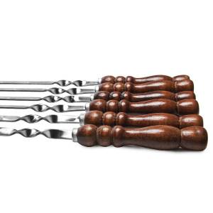 Набор шампуров из нержавеющей стали с деревянной ручкой 6 шт. x 3 мм.