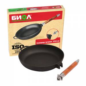 Сковорода Биол чугунная 26 см. со съемной ручкой