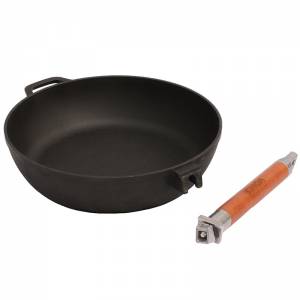 Сковорода Биол чугунная глубокая 26 см. со съемной ручкой