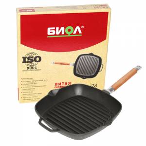 Сковорода-гриль Биол чугунная 26 см. со съемной ручкой