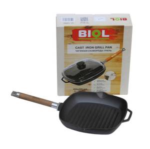 Сковорода-гриль Биол чугунная 28 см. со съемной ручкой и крышкой