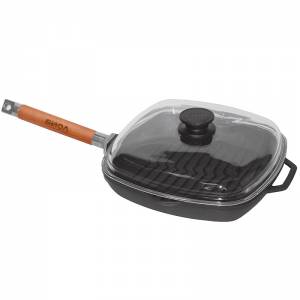 Сковорода-гриль Биол чугунная 28 см. со съемной ручкой и крышкой