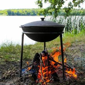 Казан чугунный татарский Brizoll 15 л. с крышкой