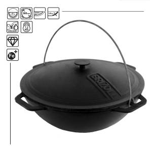 Казан чугунный татарский Brizoll 8 л. с крышкой