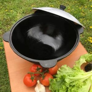 Узбекский наманганский казан чугунный 12 л с крышкой