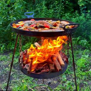 Сковорода з диска 40 см з підставкою для вогню