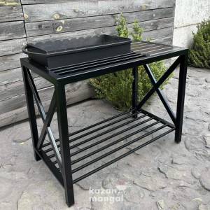 Мангал лофт на 9 шампурів 4 мм. з Х-образною станиною