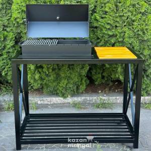 Мангал-гриль лофт на 9 шампурів 4 мм. з Х-образною станиною